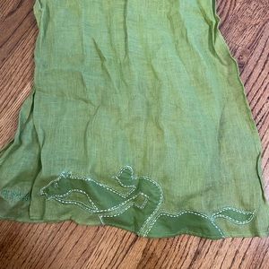 Longchamp green linen scarf